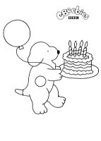 A coloring page of spot the dog
